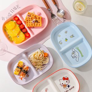 sanrio serving plate, cute and stylish, beautiful design, suitable for home use, fruit plate, two compartment ceramic material